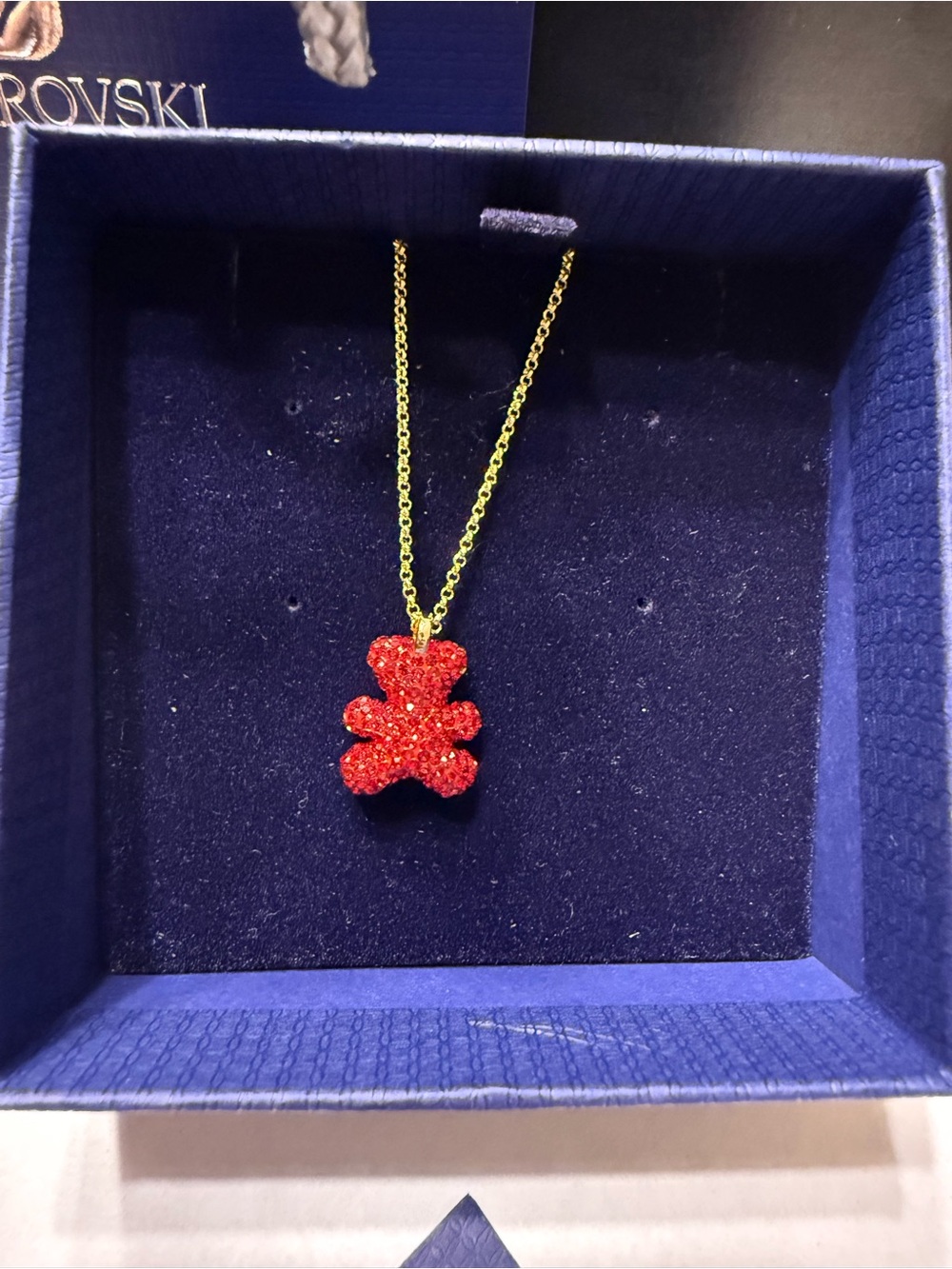 Swarovski Teddy Bear Pendant Red Crystal Pave Gold-Plated Authentic NEW 5388876